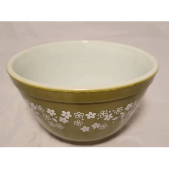 Vtg Spring Blossom Green Crazy Daisy 1-1/2 Pint Pyrex Corning Mixing Bowl 401 - Picture 1 of 6